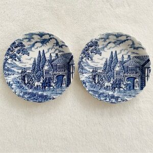 Set of 2 Myott Royal Mail Blue Coupe Soup Bowls 7 1/2” England